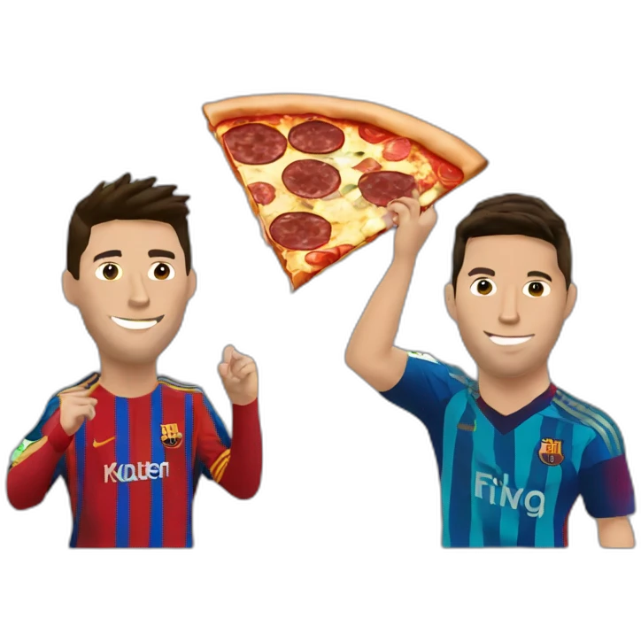 Ronaldo and messi eating pizza emoji