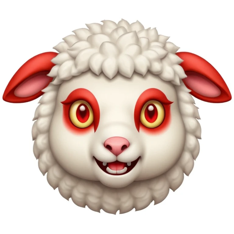 Evil lamb with glowing red eyes staring at you emoji