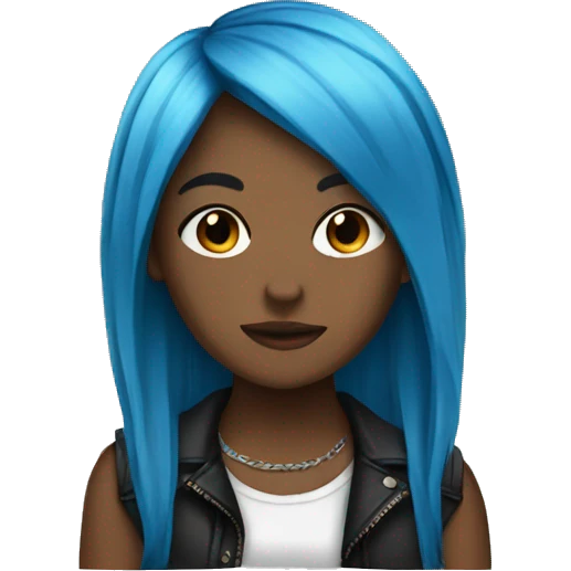 emo girl brown skin blue hair  emoji