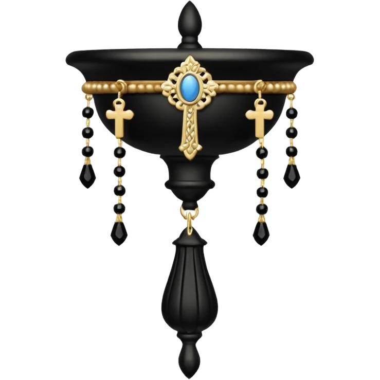 Victorian black sconce with beaded rosary hanging off  emoji