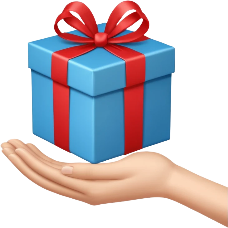 one hand giving a gift box, simple, clear, no text emoji