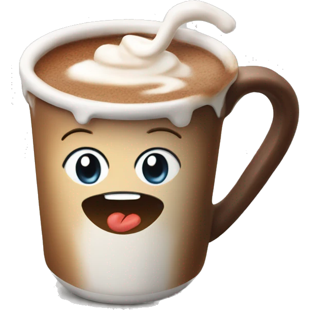 cute hot coca mug with hot coca in it emoji