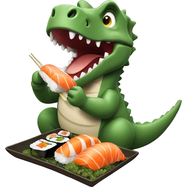 Dino eats sushi  emoji