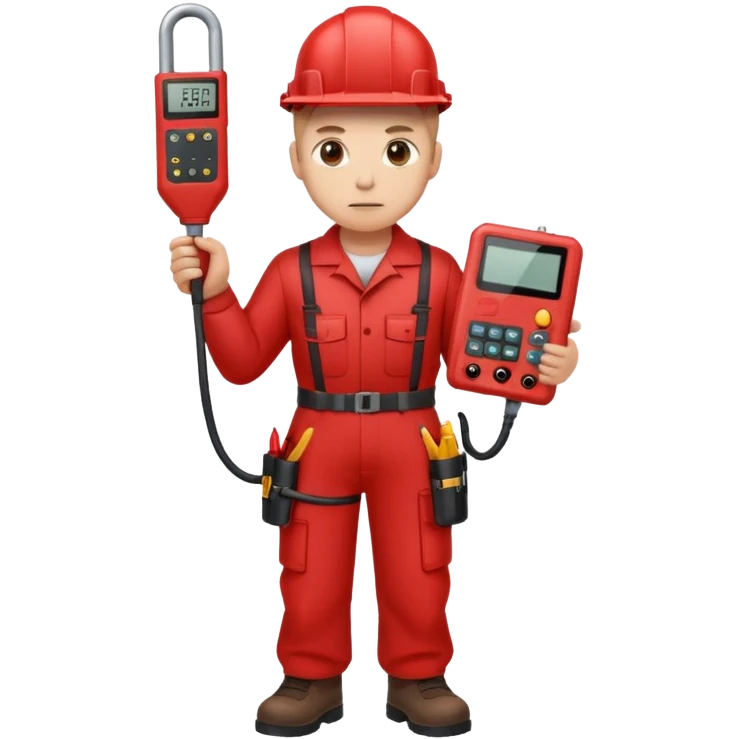 full bady red electrshn badass holding meltmeter emoji