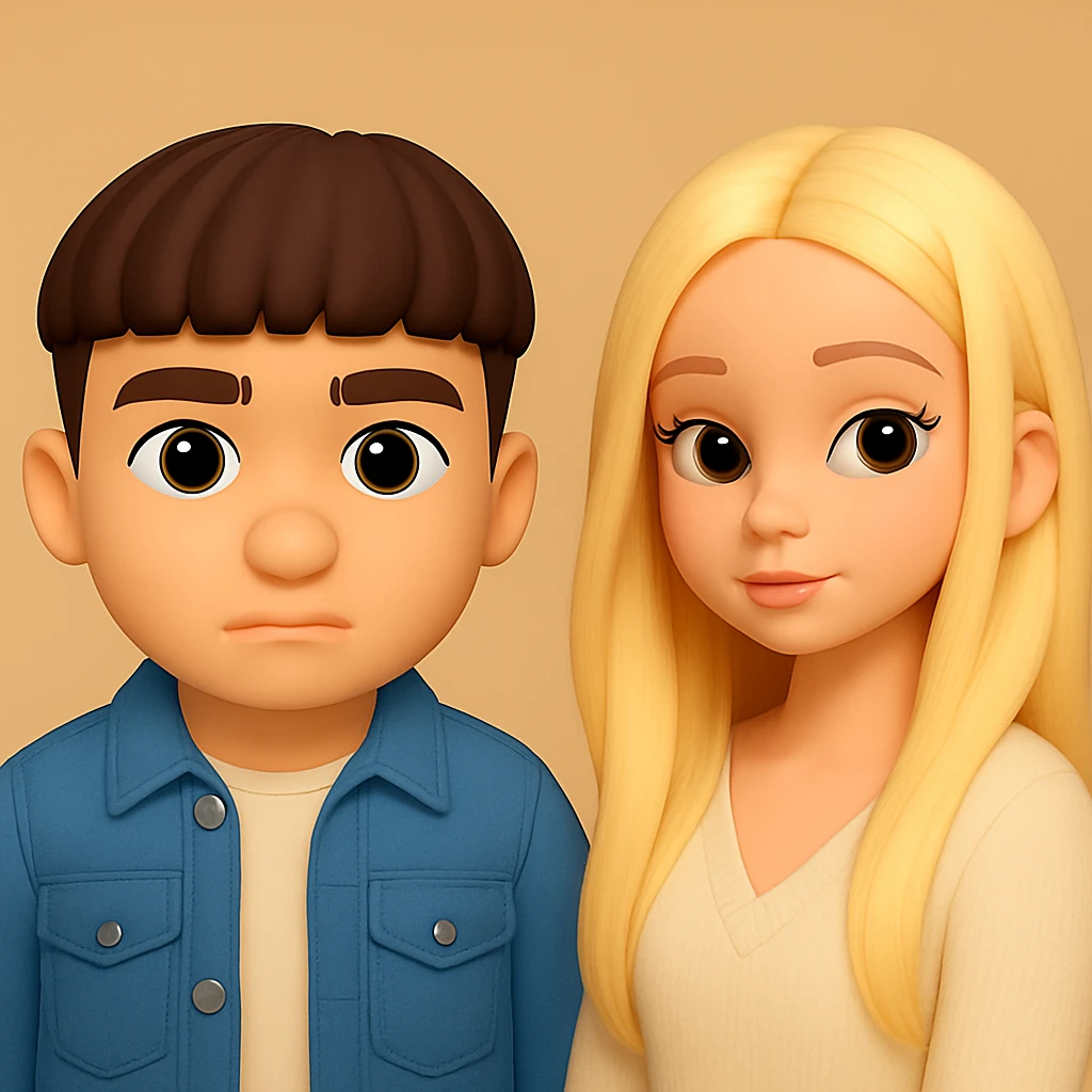 Place these two 3d emoji images on one background as two separate figures with noticeable space between them, in the same style, without changing the images themselves emoji