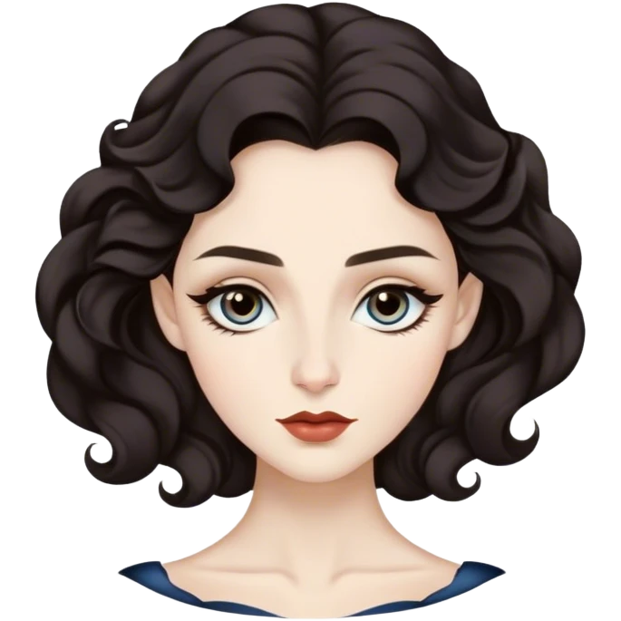 Laufey's porcelain skin, almond eyes, arched brows, petite nose, full lips, and wavy dark hair exude timeless elegance. emoji