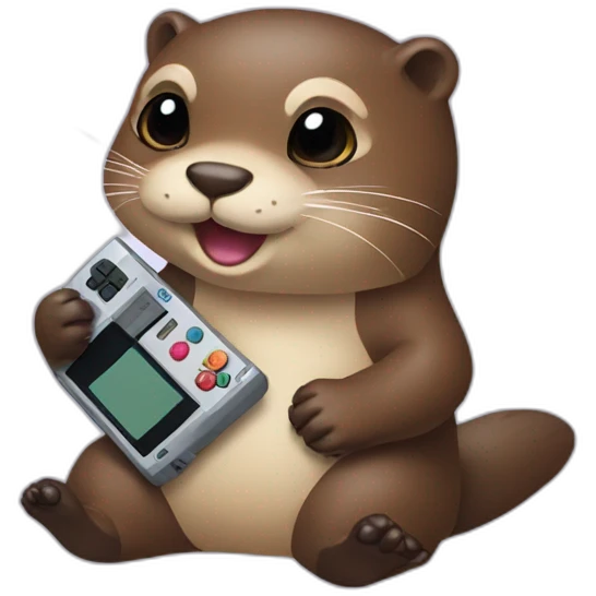 otter playing a gameboy emoji