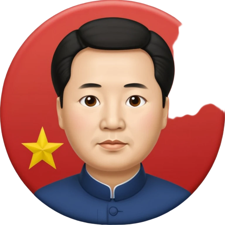 Mao Zedong emoji, round face, iconic hairstyle, minimal details, apple style emoji