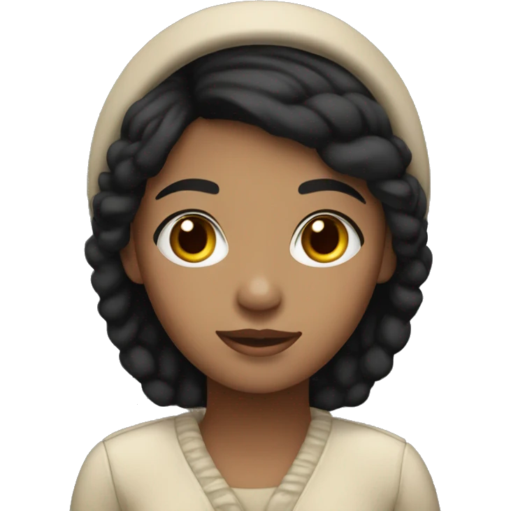 Black hair girl with beige ear muff  emoji