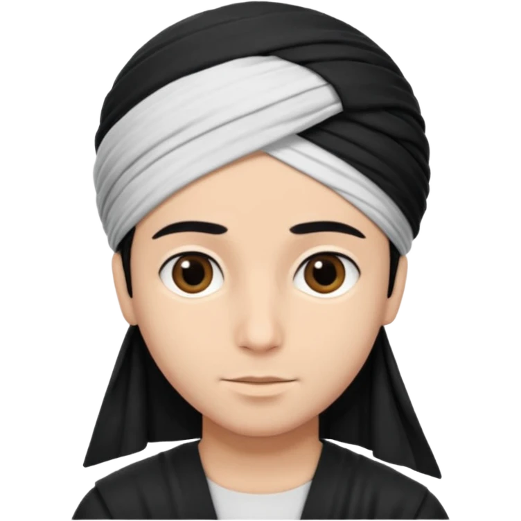 Emoji de un chico con turbante árabe que el chico sea de color piel clara y que tenga cabello negro y de fondo blanco emoji