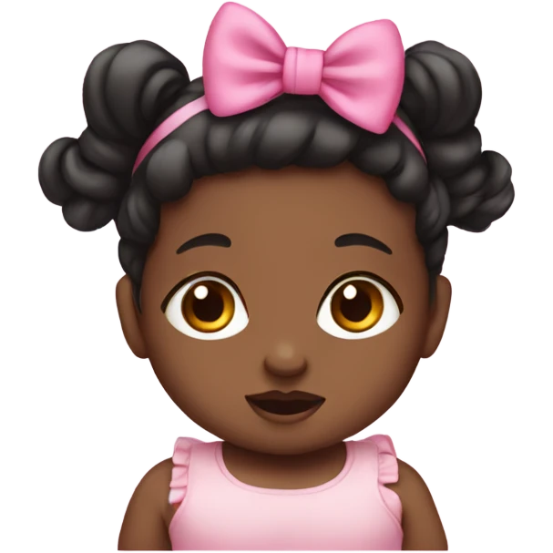  baby with dark hair and  pink bow headband emoji