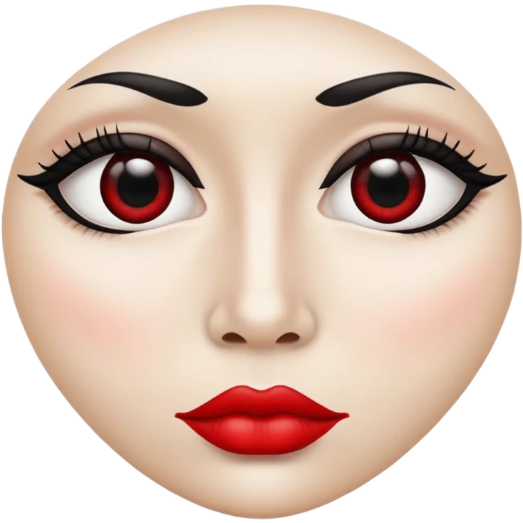 A symmetrical face with two large eyes and a pair of lips in the middle, arranged in a row (👁️👄👁️) emoji