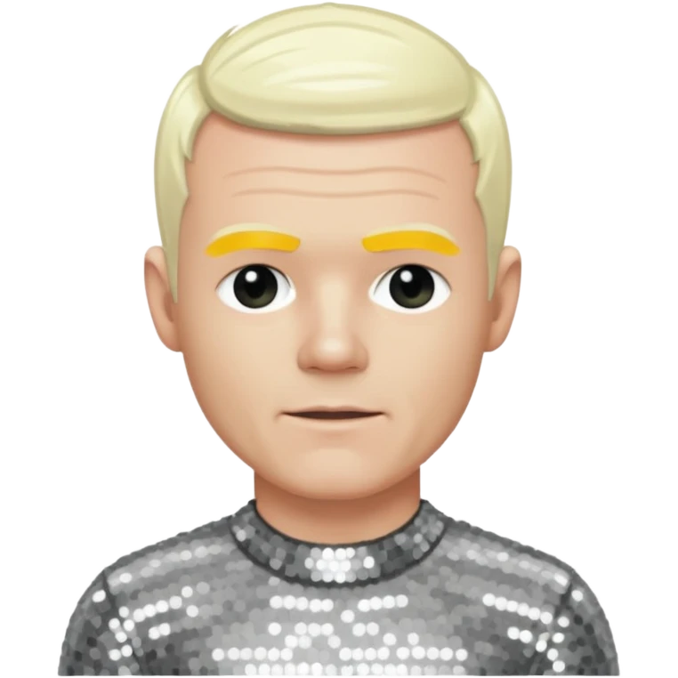 Jimmy Somerville with platinum blonde hair, silver sequin outfit emoji