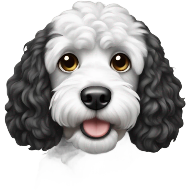 Black and white cockapoo dog  emoji
