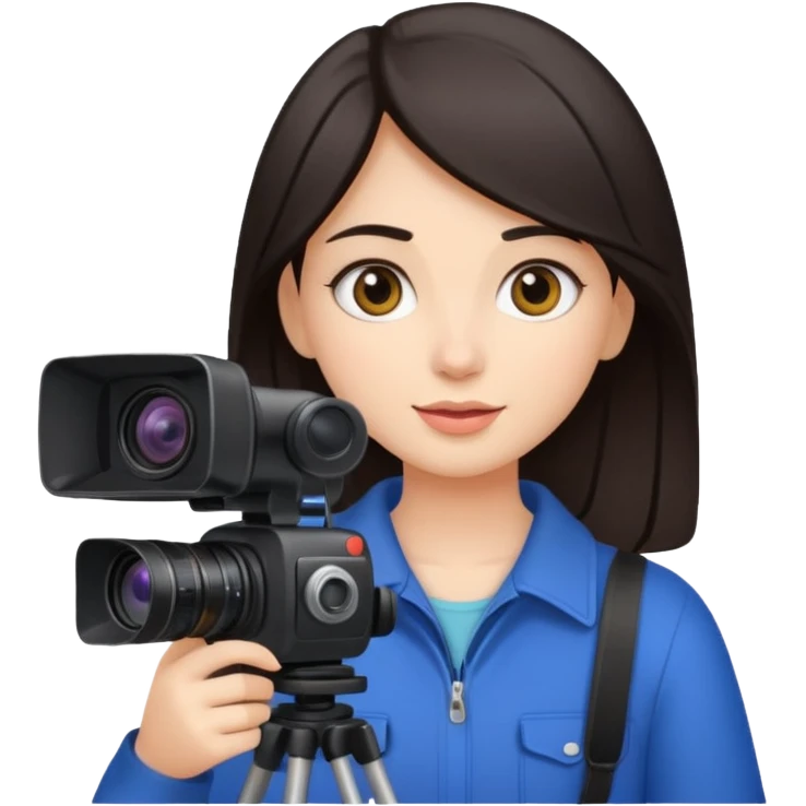 quiero crear una chica con una camara como si estuviese grabando vlog con el pelo oscuro  emoji