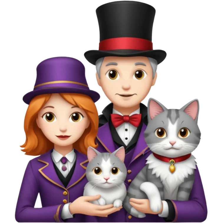 magician couple and their pet cat emoji