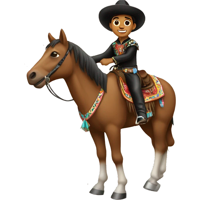 Mexican brown skin boy Charro on a horse  emoji