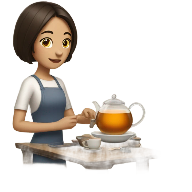 Brunette girl making tea emoji