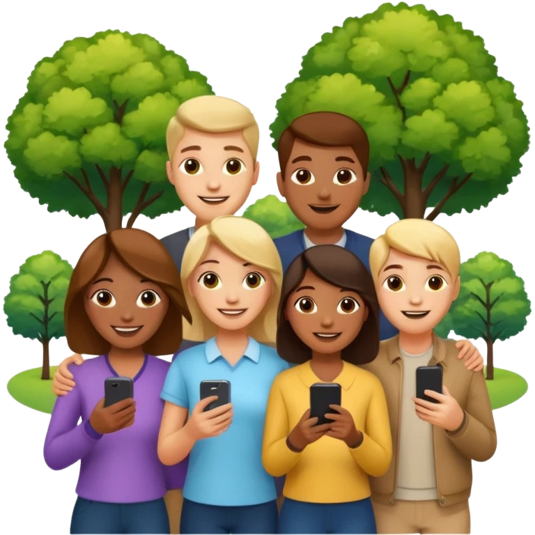 Crowd of People having phone in their hands emoji