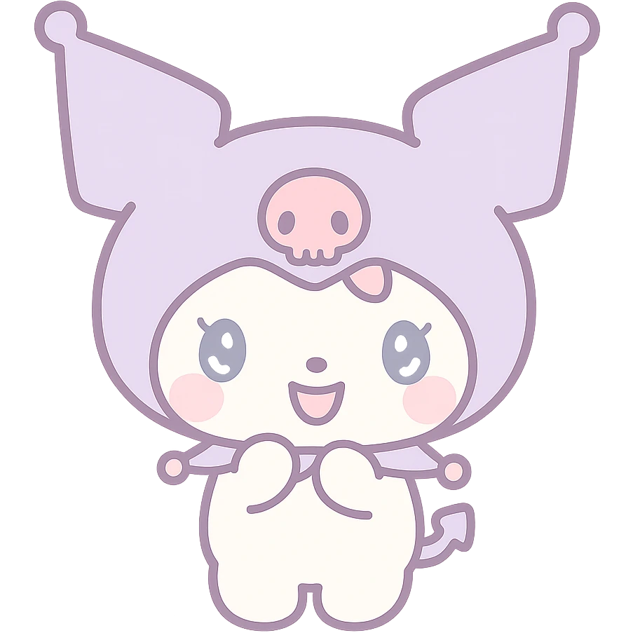 Kuromi character, cute and recognizable style, clean transparent PNG, no background emoji