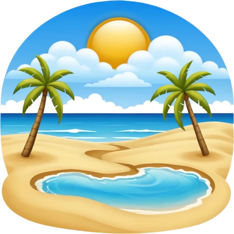 playa paisaje sin que sea un cuadro y que el cielo azul y la arena esten recortada emoji