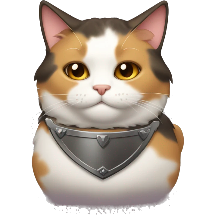 Fat calico cat with a shield  emoji