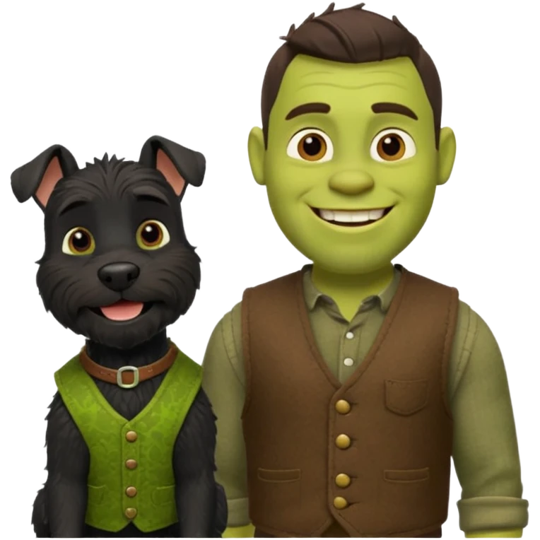 Shrek with a miniature black schnauzer emoji