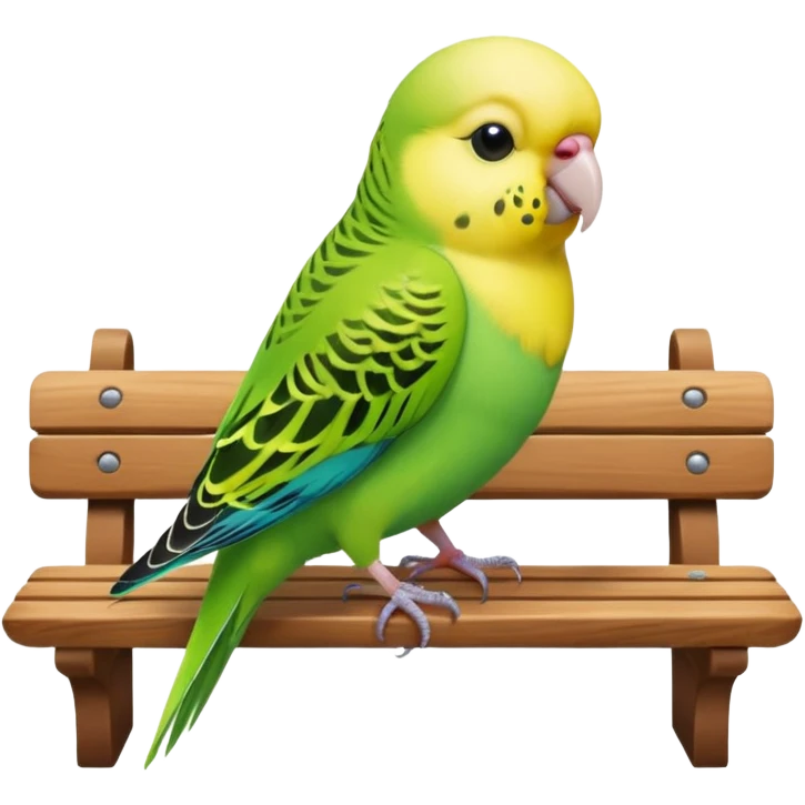 green budgie on a bench emoji