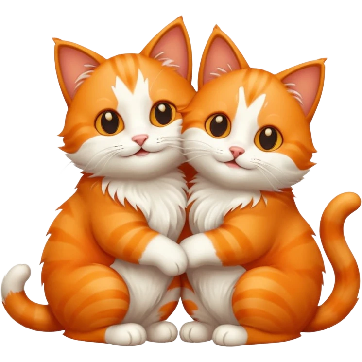 two happy cats hugging emoji