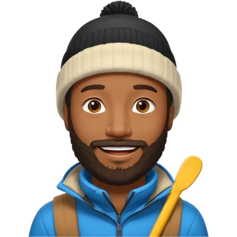 black guy with beard, ski hat, no bat emoji