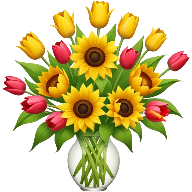 Sunflower and tulips bouquet  emoji