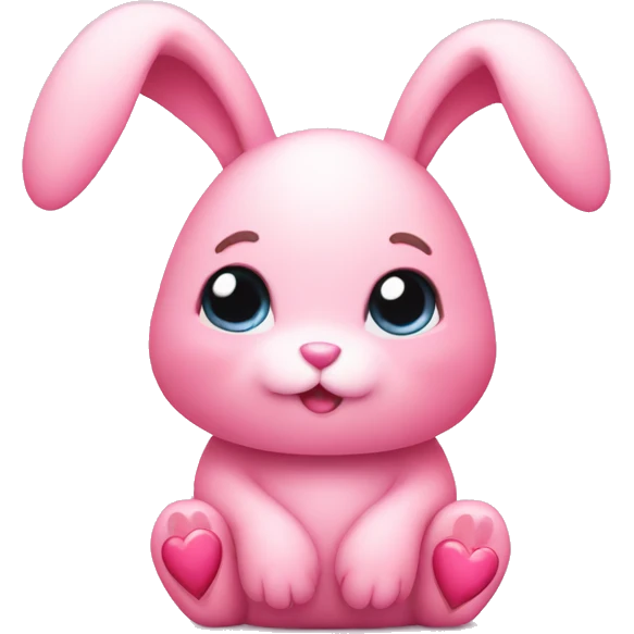 Cute pink bunny with love hearts emoji