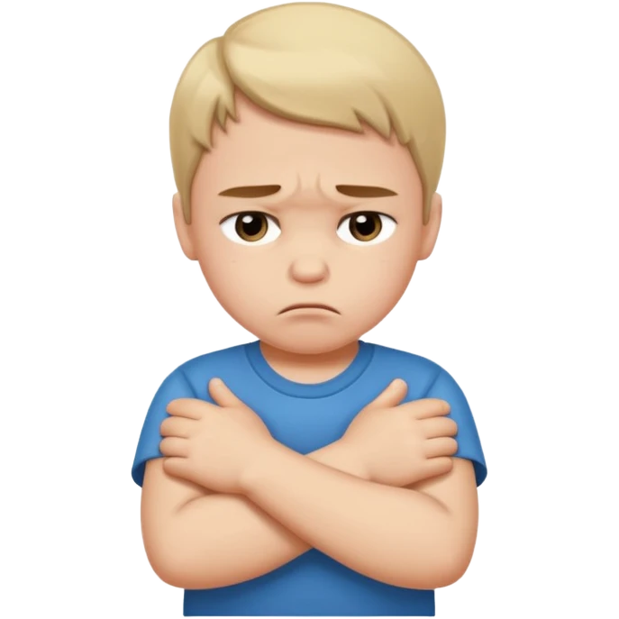 Child pouting with arms crossed emoji