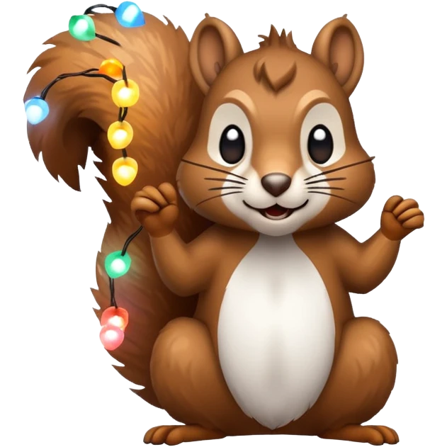 deranged squirrel covered in Christmas lights with snow  emoji