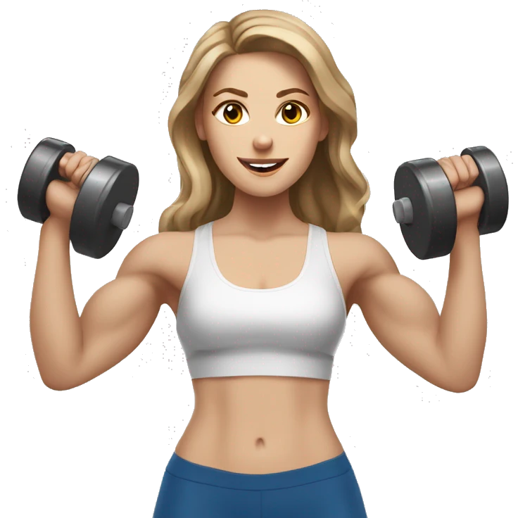 White Girl with light brown hair with dumbbells at gym emoji