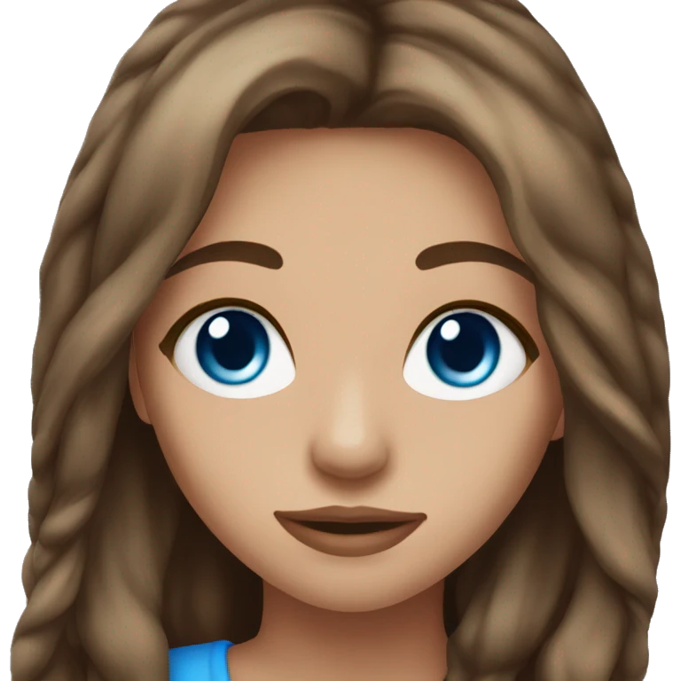 pretty girl brown long hair makeup with blue eyes  emoji