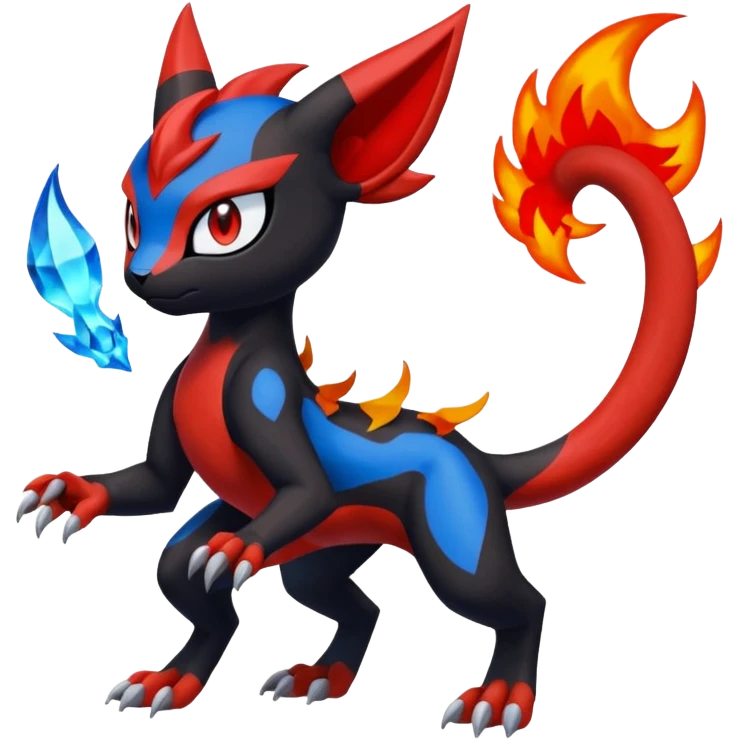 Colorful Meloetta-Litten-Guilmon-Darkrai-Pokémon-Fakémon-fusion-hybrid-creature emoji