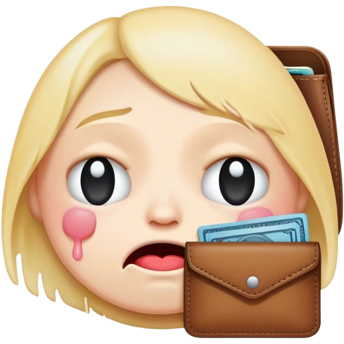A crying face emoji with an empty wallet emoji