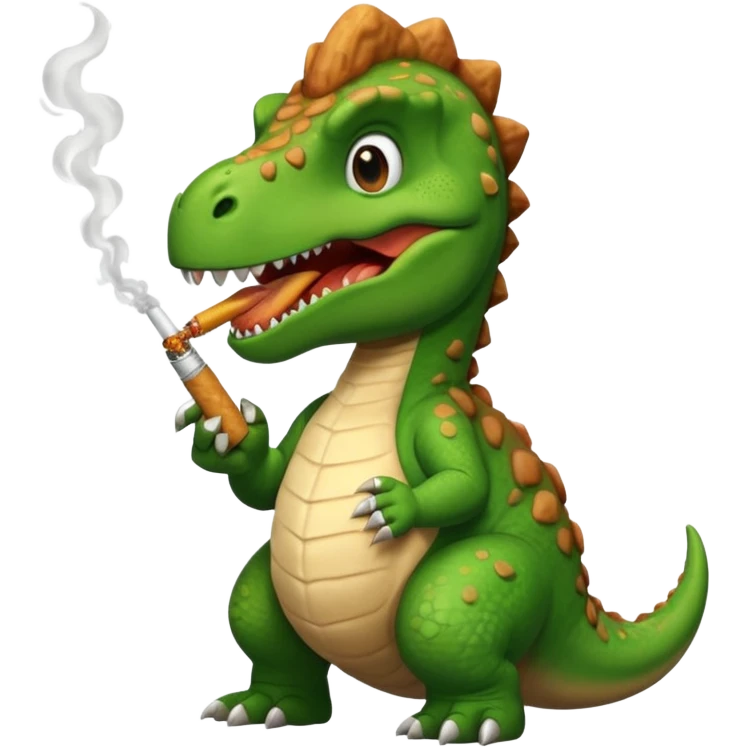 Dinosaur that smokes cigarettes eating fried chicken emoji