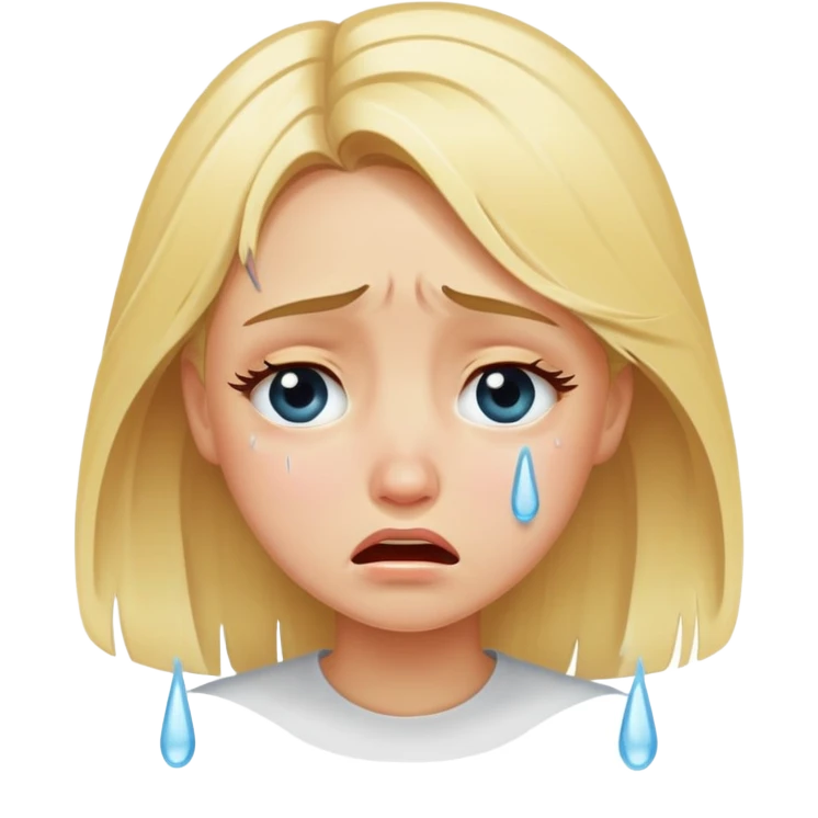 Blonde girl crying with tears emoji