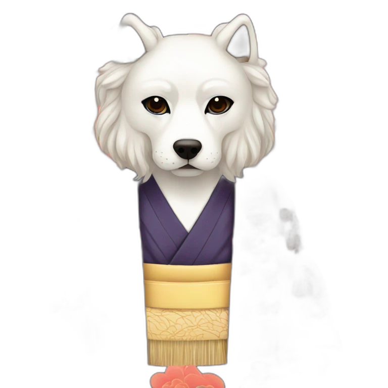 noh-dog-mask-longhair-hotguy-japanese-kimono emoji