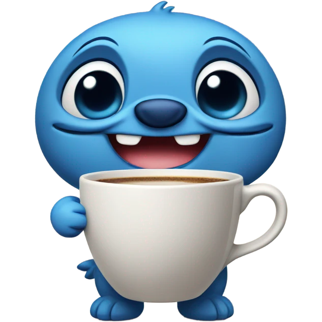 Stitch holding a coffee emoji