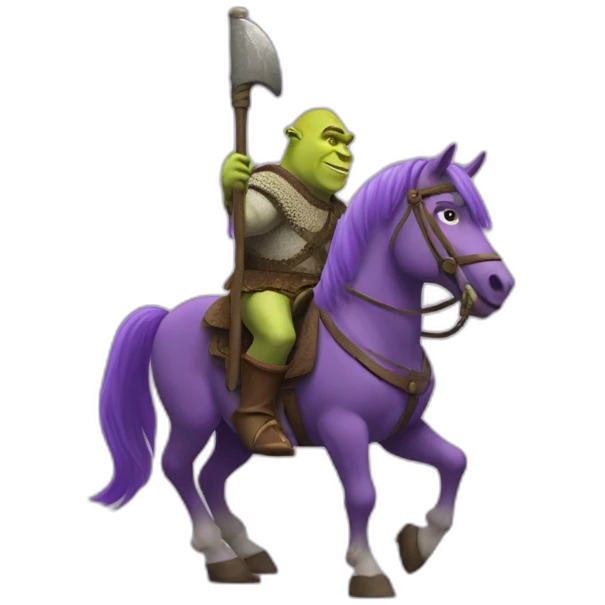 Shrek sur cheval violet emoji