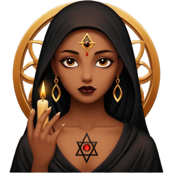 Dark oil traced over woman’s skin forming occult symbols, sensual devotion emoji