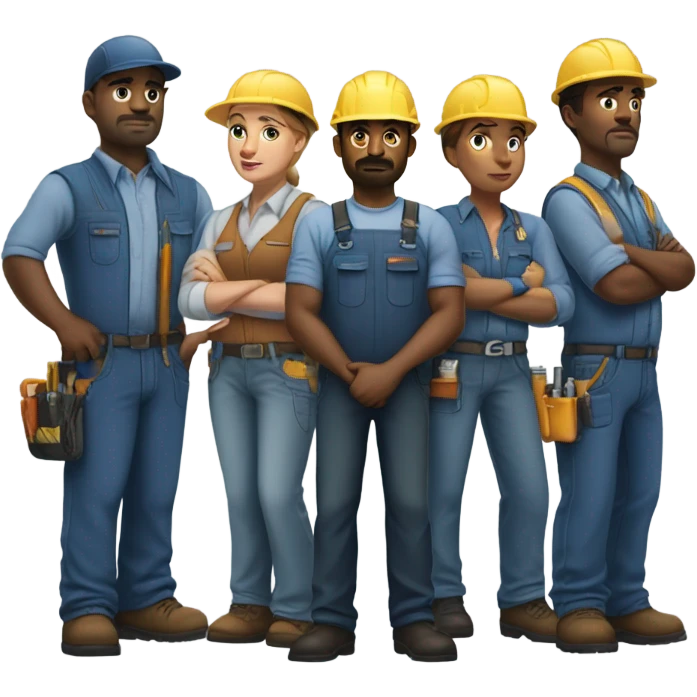 blue collar workers photorealistic serious emoji