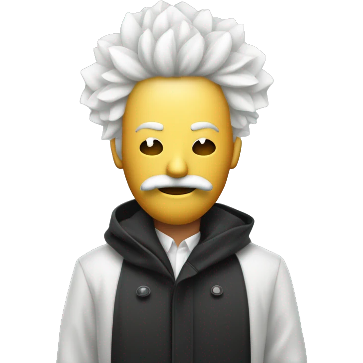Créer un emoji de fumeur de cannabis cbd blanc avec des cheveux long un masque et un manteau noir  emoji