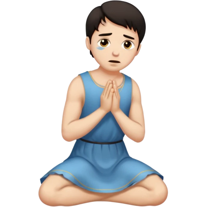 Submissive man on knees wearing female clothes dark hair begging emoji