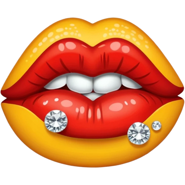 Rhinestone printed kiss mark emoji