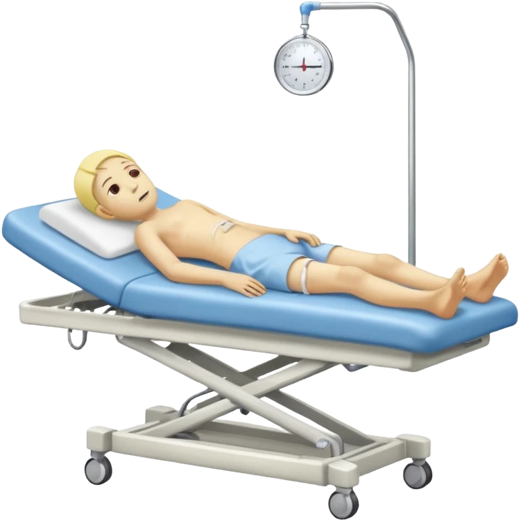 pessoa com a febre levemente amarela deitada em uma maca de hospital emoji