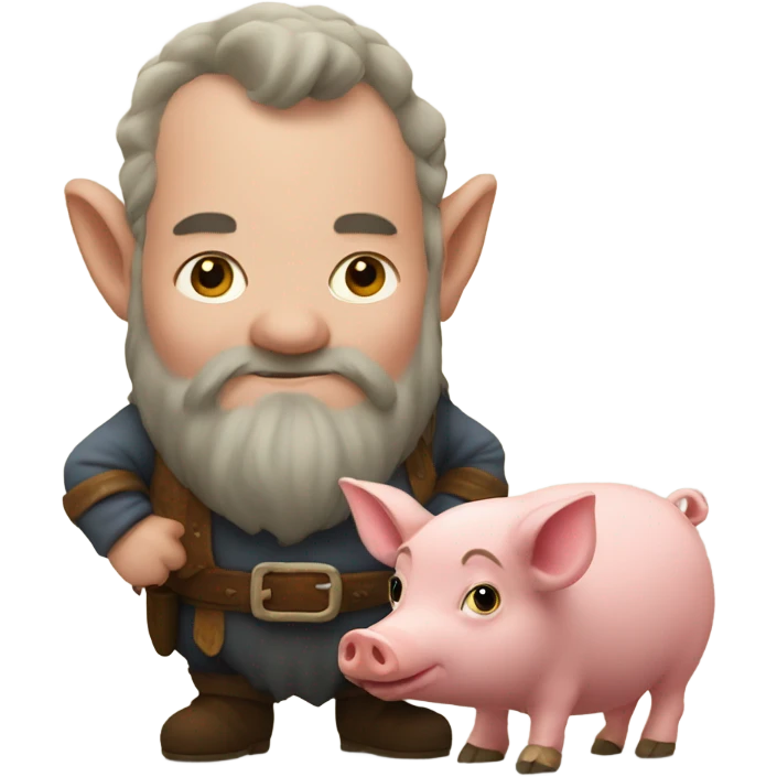 A dwarf on a pig emoji